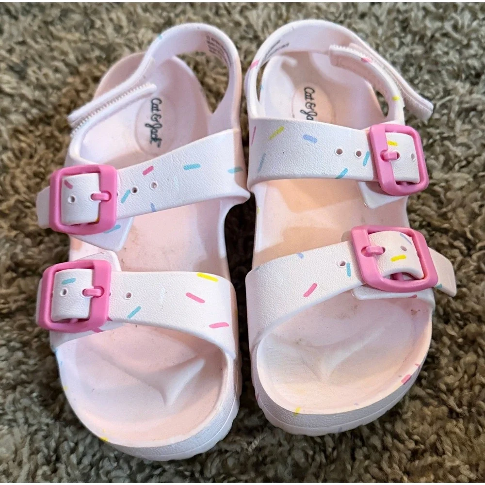 Cat & Jack-Ade Pink Sprinkle Pattern Sandals  Size 12